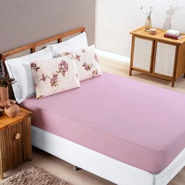 Imagem de Jogo de cama quality casal padrão 3 peças - 100% algodão - malha pente