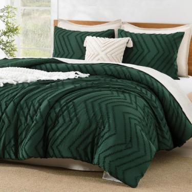 Imagem de Conjunto de edredom Litanika Dark Emerald Green King Size 3 peças