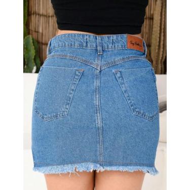 Imagem de Saia Jeans Brilhosa Strass 100 Detalhada Com Estilo Casual Verão de Ba