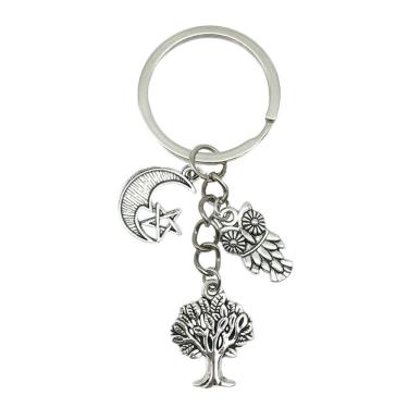 Imagem de Chaveiro Vintage Silver Life Tree, Lua, Estrela, Coruja