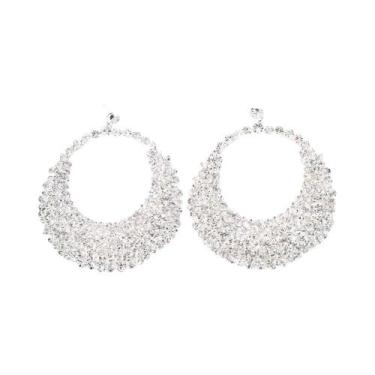 Imagem de Brincos De Argola Grandes Com Strass Para Mulheres, Acessórios De Moda