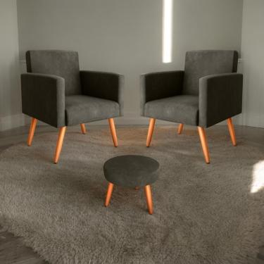 Imagem de Jogo De Poltronas E Puff Livia Veludo Turkey Apoio Para Os Pés Marrom Mais de Casa