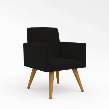 Imagem de Poltrona Decorativa Nina Courino Apoio para Braços Preto Balaqui Decor