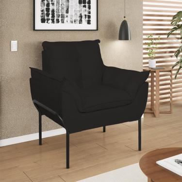 Imagem de Poltrona Decorativa Opala Recepção Clínica Estética Suede Preto Balaqui Decor