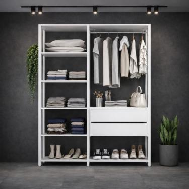 Imagem de Guarda-roupa Closet Modulado Texas 2 Gavetas 135cm Multimóveis Mp4786 Branco