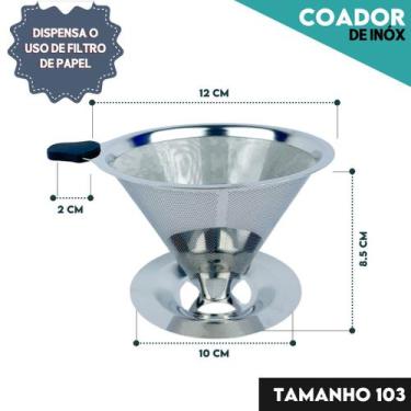 Imagem de Filtro Coador De Café Inox 101, 102 103 Com Pegador em Silicone Peneir