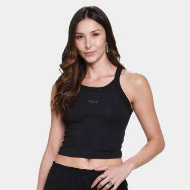 Imagem de Regata Fila Ribbed Letter Feminina, Preto, M