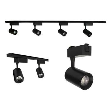 Imagem de Trilho Eletrificado Preto 1m + 4 Spots 7w Qualidade Estrutur - Congrat