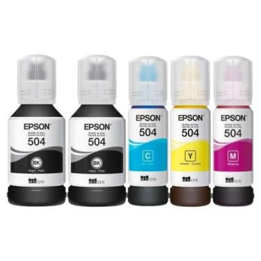 Imagem de Kit 5 Tinta Original Refil Lacrado 504 T504 L4150 L4160 L6161 - Refil 