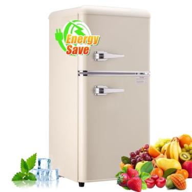 Imagem de Mini geladeira Cucina Magica Retro 3,2 pés cúbicos com creme para cong