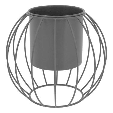 Imagem de CACHEPÔ DECORATIVO VASO PLANTA METAL 25x29x29cm PRETO