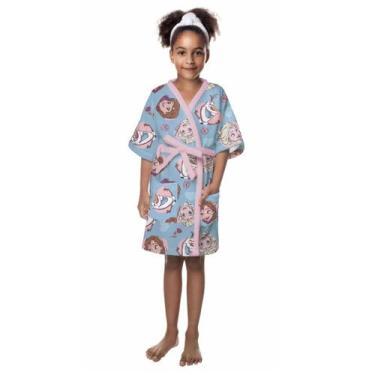 Imagem de Roupão de Banho Infantil Frozen Azul Aveludado Menina Lepper -, G