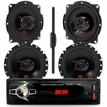 Imagem de Kit Rádio Kube Automotivo MP3 Player KU1100 Bluetooth com 4 Alto Falan