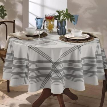 Imagem de Toalha de Mesa Redonda Döhler Luna Cinza 180 cm Com Proteção Contra Ma