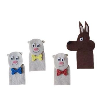 Imagem de Dedoches de Feltro - Porquinhos - 4 Personagens - Multicolorido - Kits