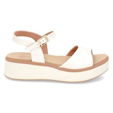 Imagem de Sandália Usaflex Salto Médio Plataforma Couro Marfim AM2300, Off white