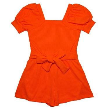 Imagem de Macaquinho Macacão Infantil Menina Primavera Verão - 2L Kids, Laranja 