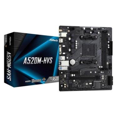 Imagem de Placa Mãe ASRock A520M-HVS, A520, AMD AM4, mATX, DDR4, 90-MXBE60-A0UAY
