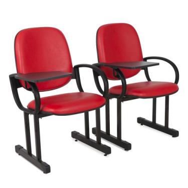 Imagem de 02 Cadeiras para Audítório Escolas e Faculdades Vermelho - Design Offi