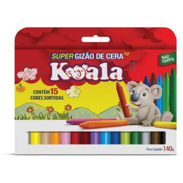 Imagem de Giz de Cera Delta Super Gizão Koala 15 Cores Tamanho Maior Kit 6 Caixas