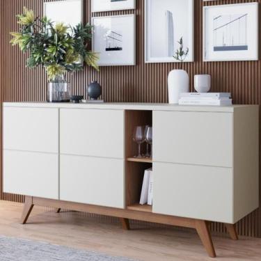 Imagem de Buffet Capri Portas p/ Armazenamento e Adega p/ Vinhos 4 Portas Off Wh