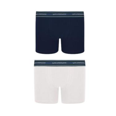 Imagem de Kit Com 2 Cuecas Boxer Algodão Infantil Menino Lupo, Branco, Marinho, 