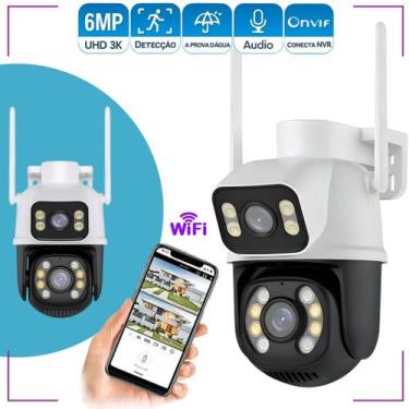 Imagem de Camera de Vigilancia Wifi Uso Externo Interno Lente e Tela Dupla Detec