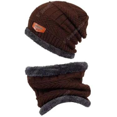 Imagem de 1 Kit Touca De Frio Gorro Forrada E Com Cachecol Gola De Lã - D' Prese