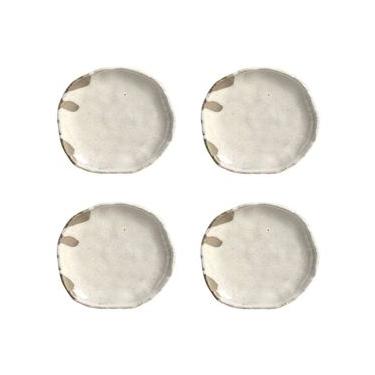 Imagem de Conjunto de Pratos de Sobremesa Orgânico Eco Pampa 4 Peças Cerâmica Branco Porto Brasil