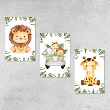 Imagem de Quadro decorativo para quarto de bebê safari - One baby