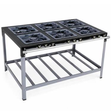 Imagem de Fogao Industrial 6 Bocas M-15 Q/d Super Luxo 40X40 Perfil 9 Cm Com Por