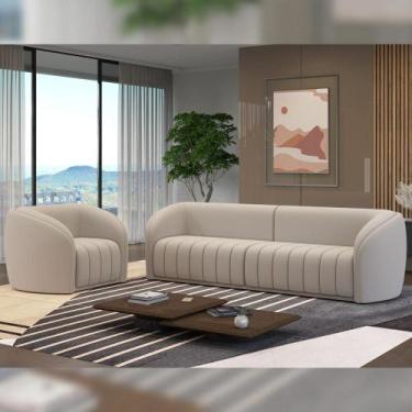 Imagem de Kit Sofá 4 Lugares Para Sala 292cm com 02 Poltronas Lazio M03 Veludo B