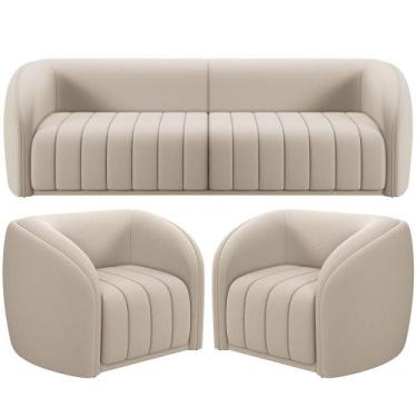 Imagem de Kit Sofá 5 Lugares Para Sala 332cm com 02 Poltronas Lazio M03 Veludo B