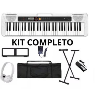 Imagem de Kit Teclado Musical Casio Cts 200 Branco PEDAL CAPA FONE SUPORTE X INI