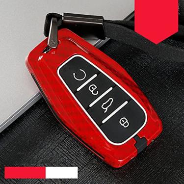 Imagem de WSWJDW Zinc Alloy Silicon Car Remote Car Key Case Cover Chaveiro Ring Key Bag, apto para Geely Coolray Atlas Boyue NL3 Emgrand X7 EX7 SUV GT GC9 Borui 2019, C, vermelho carbono