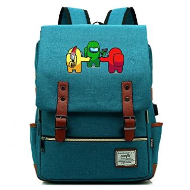 Imagem de Mochila retrô com estampa de jogo Among Game, mochila escolar retrô unissex (com USB), Lata, Large, Clássico