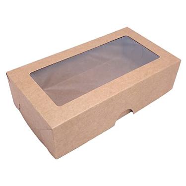 Imagem de 20 Caixas de papel kraft com visor, tamanho 15x8cm, ideal para doces, brigadeiros, trufas, lembrancinhas, sabonetes.