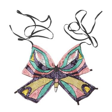 Imagem de Generic Dynwave Top Cropped De Lantejoulas Roupas De Dança Tribal Sem Roupas De Dança Do Ventre Para Boate Rave Sutiãs, Preto