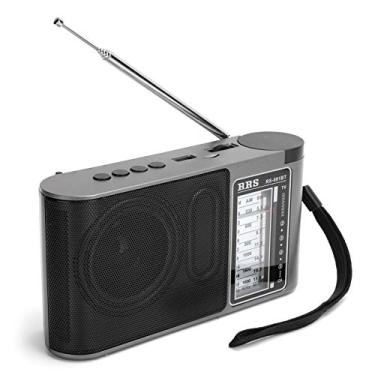 Imagem de Rádio digital FM/AM/SW1/SW2, configuração manual multibanda Bluetooth portátil com antena telescópica, bateria de 1200mAh, antena telescópica rotativa de 360°(cinza)