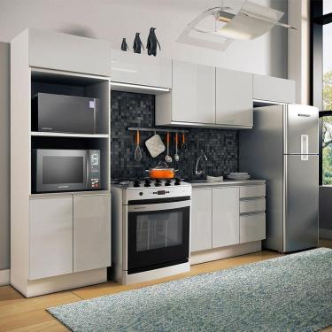 Imagem de Armário Cozinha Acordes 100% Mdf com Balcão e Portas Branco