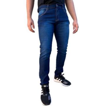 Imagem de Calça Jeans Masculina Slim Elastano  - Azul Escura - Jeans Brasil