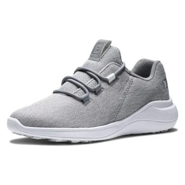 Imagem de FootJoy Tênis de golfe feminino Flex Coastal estilo temporada anterior, prata/branco, 35 largo, Prata/branco