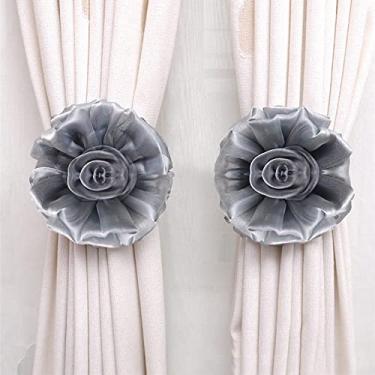 Imagem de Clip-On Flower Tie Backs/Holdbacks para Voile & Painéis de cortina de rede Cortinas de quarto Cortinas Cortinas de porta Cortinas Glitter, Vinho