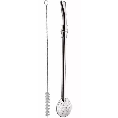Imagem de Bomba De Chimarrão 25cm Aço Inox Bomba Anel Com Escovinha