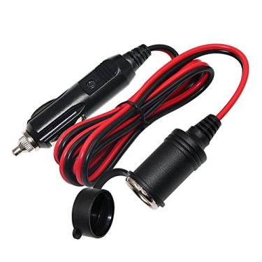 Imagem de SPARKING Cabo de extensão para isqueiro de carro de 6 pés - plugue macho para tomada fêmea 16AWG cabo de extensão resistente com luzes LED para bomba de pneu, compressor de ar (6FT)