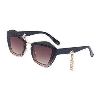 Imagem de Óculos de sol de olho de gato fashion feminino high-end e personalidade pingente protetor solar feminino, WTYJ117 marrom, tamanho único