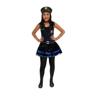 Imagem de Fantasia Policial Feminino Luxo - Vestido Infantil - Mundo Das Fantasi