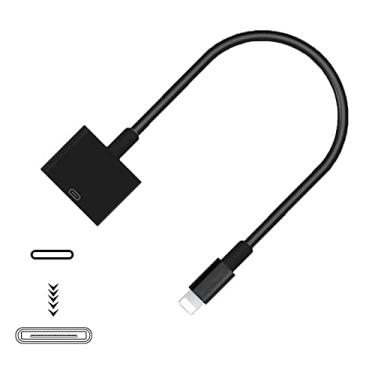 Imagem de Adaptador Lightning para 30 pinos, cabo conector de sincronização de dados de carregamento para iPhone com certificação ROSYCLO MFi de 8 pinos macho para conversor de saída fêmea de 30 pinos compatível com iPhone 12/11/X/8/7/6/5/iPad/iPod preto