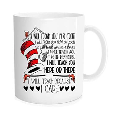 Imagem de Caneca de café engraçada - I will guide because I care, professor copo, end of year professor caneca, professor trabalhador trabalho título caneca de café, obrigado professor copo, canecas de Natal - Caneca de novidade 325 ml