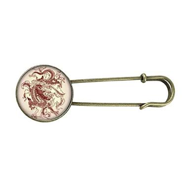 Imagem de Retrato de animal de dragão chinês retrô metal broche clipe jóias